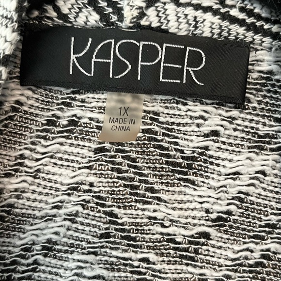 Kasper Women's Chevron Print Black/White Open Front Cardigan 3/4 Sleeves - Picture 6 of 8